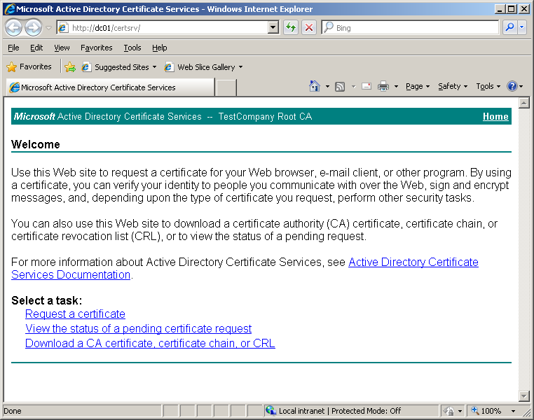 Active Directory Certificate Services (AD CS) – Web Console